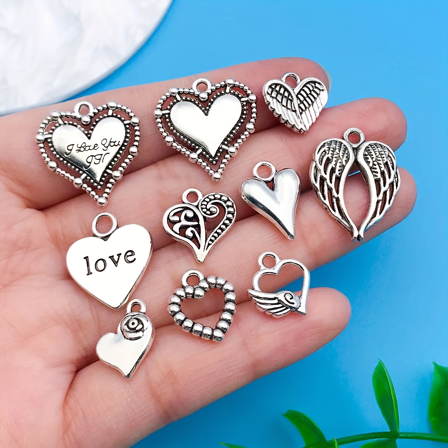 50/100pcs Mixed Love Alloy Pendant Set for DIY